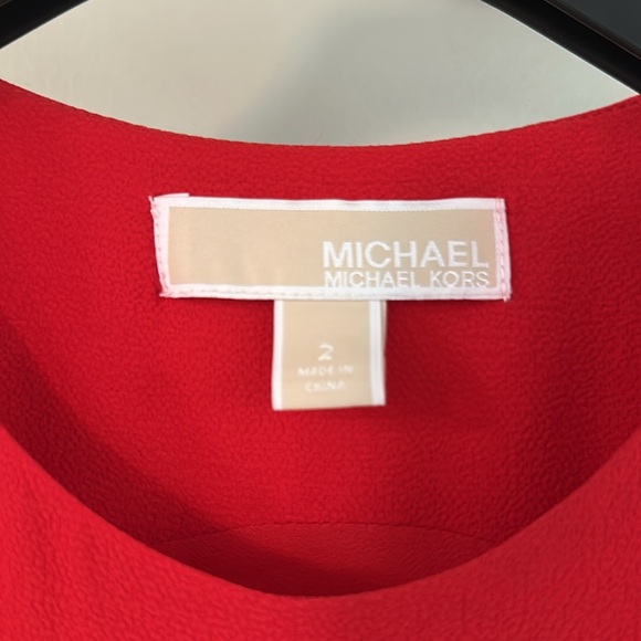 Michael Kors Crepe Belted Jumpsuit Vibrant Red Sleeveless - Picture 3 of 6